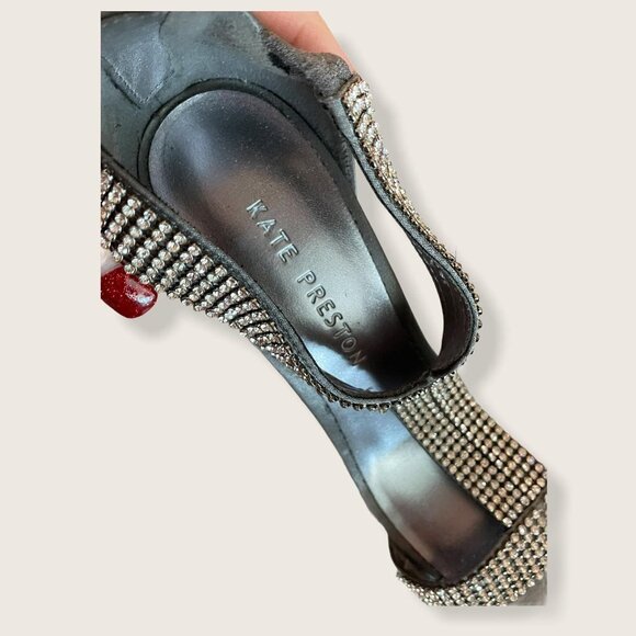 Kate Preston Rhinestone Heels with Zip Back Sz 7.5 - Picture 8 of 9